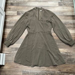 Tibi • olive green savanna crepe gibson tie dress